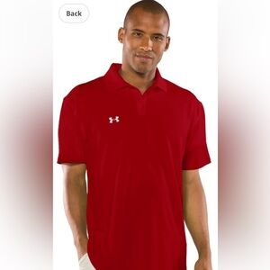Under Armour Mens Red Polo Golf Shirt Size Medium Short Sleeve Sporty Gorpcore